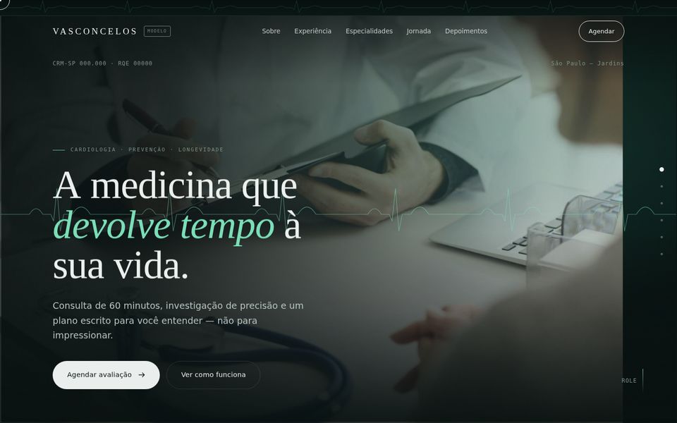 Exemplo de site de clínica médica de cardiologia