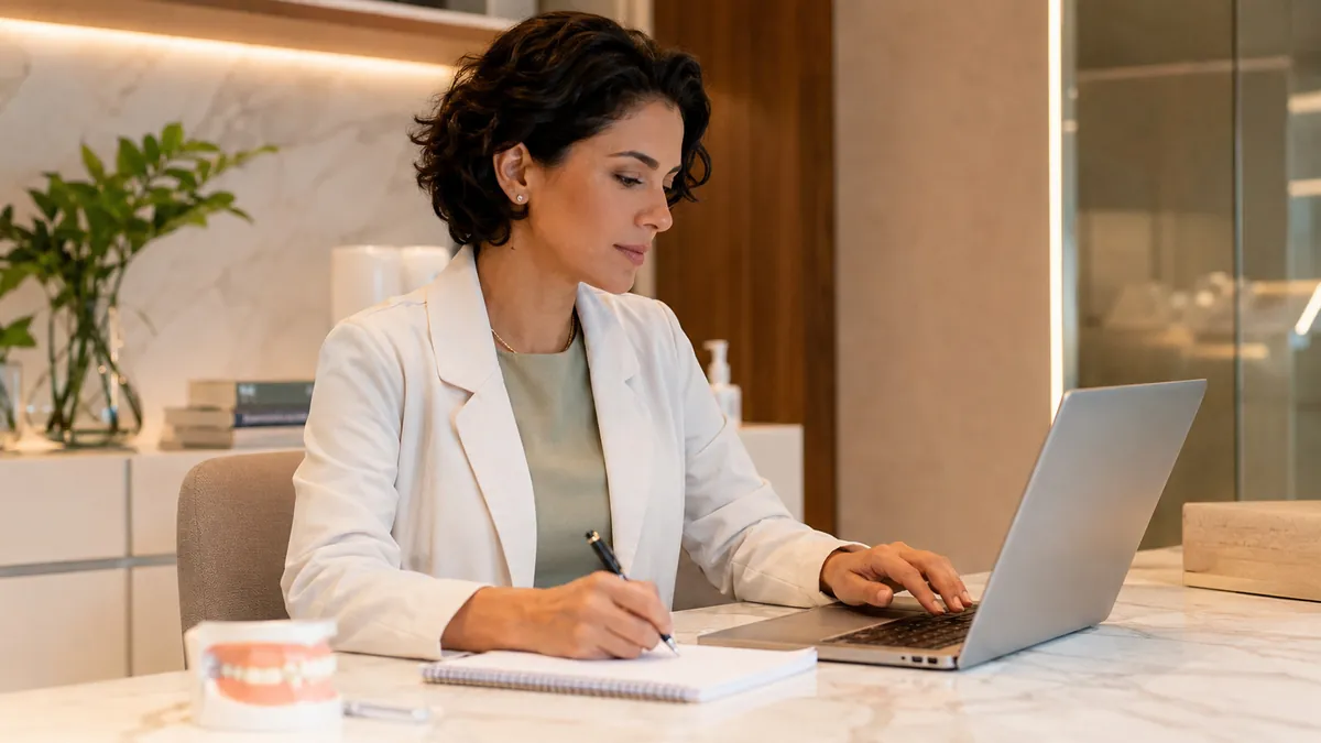 Profissional conferindo dados e prazos no computador
